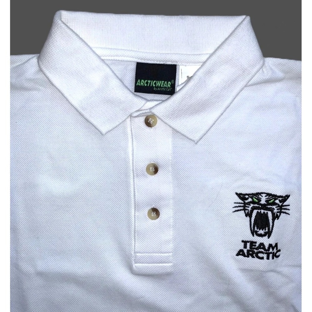 Team Arctic Snow Cat Polo Shirt Unisex Snowmobile‎ Racing 41" Chest USA 90s Vtg